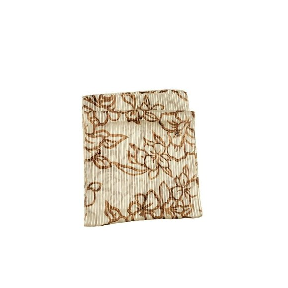 Cream Brown Floral Fall Striped Women's Scarf Perfect Fall Colors - Picture 2 of 3